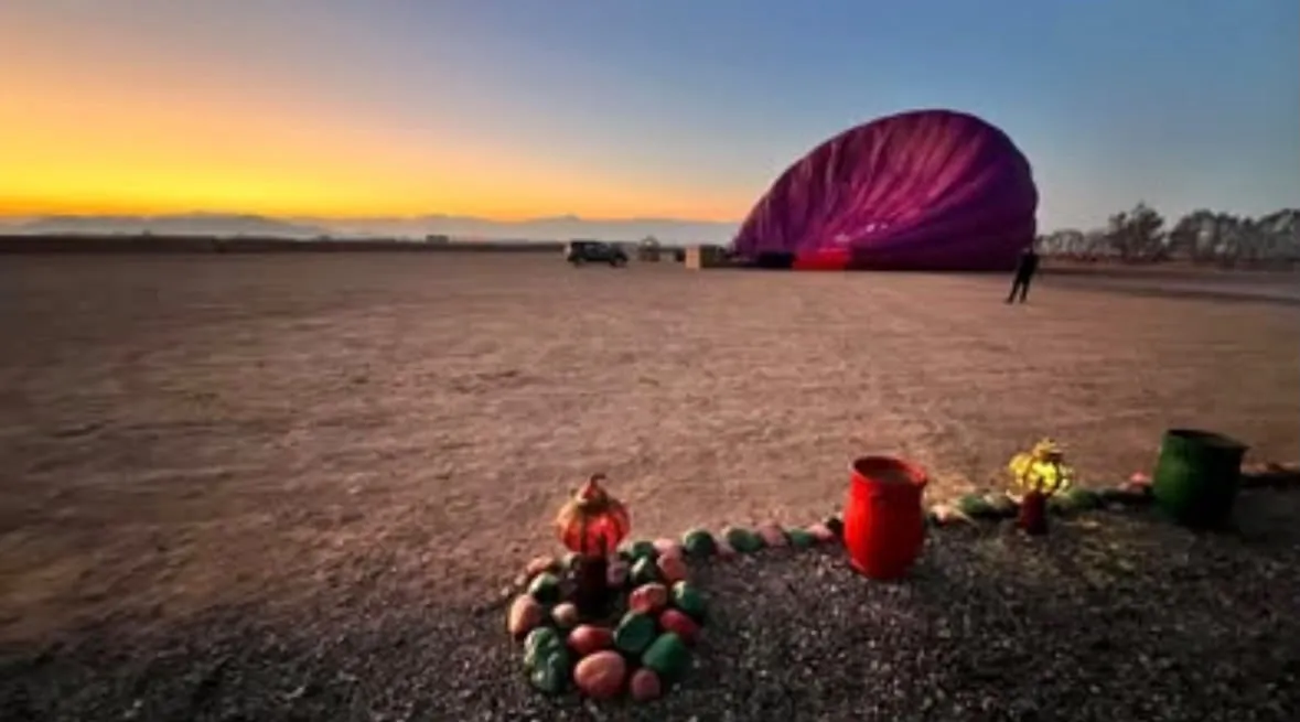 Inflating the balloon at dawn