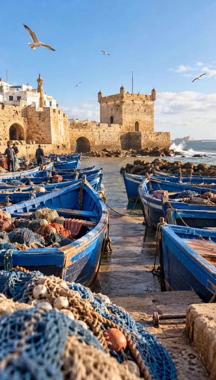 Blue boats below the Skala du Port